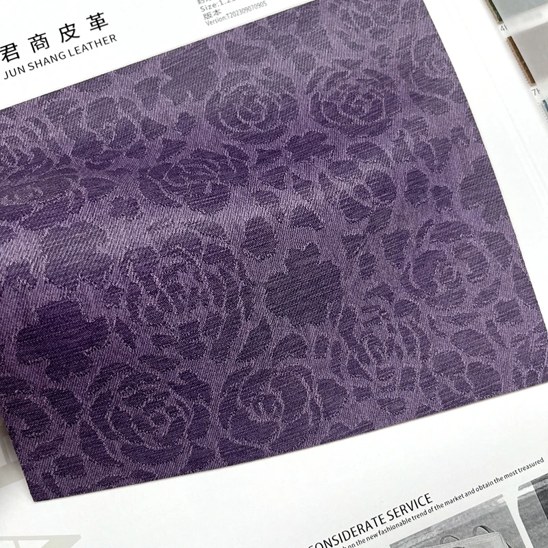 Embossed  Flower  Synthetic Vinyl Semi Pu Leather Fabric Flower Faux Leather for Handbag and Upholstery