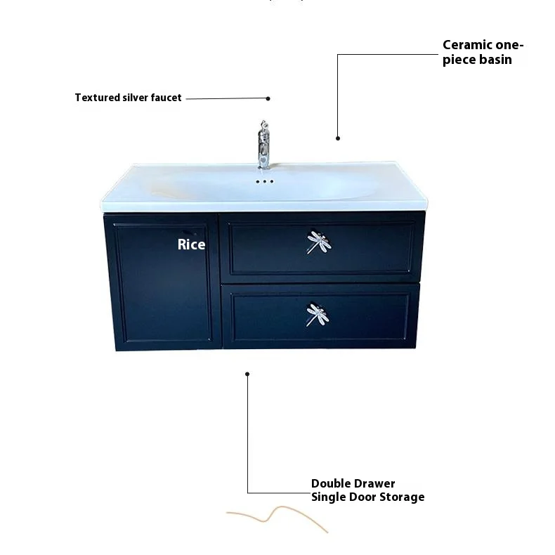 product light cream wind oak bathroom cabinet vanity combination bathroom ceramic integrated washbasin cabinet-9