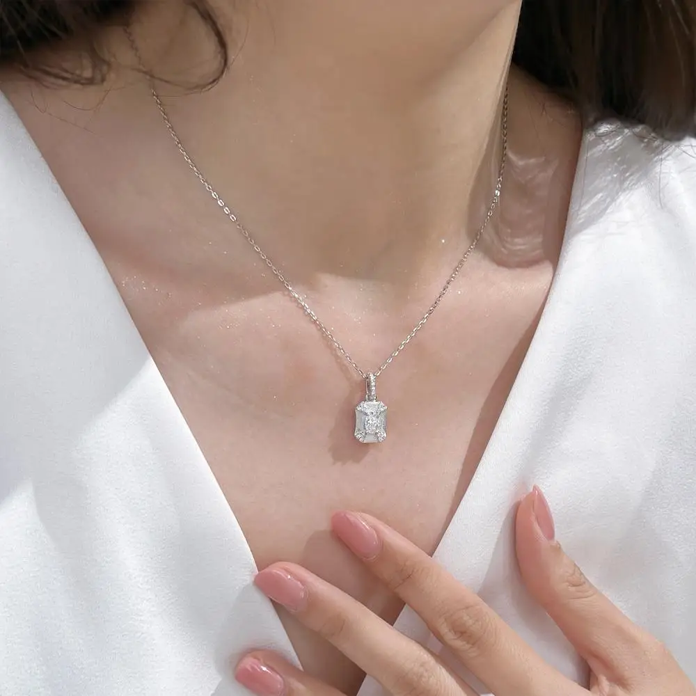 KAKODIY High Quality Lady's 925 Sterling Silver Women's Jewelry Square Zirconia Necklace detail 1