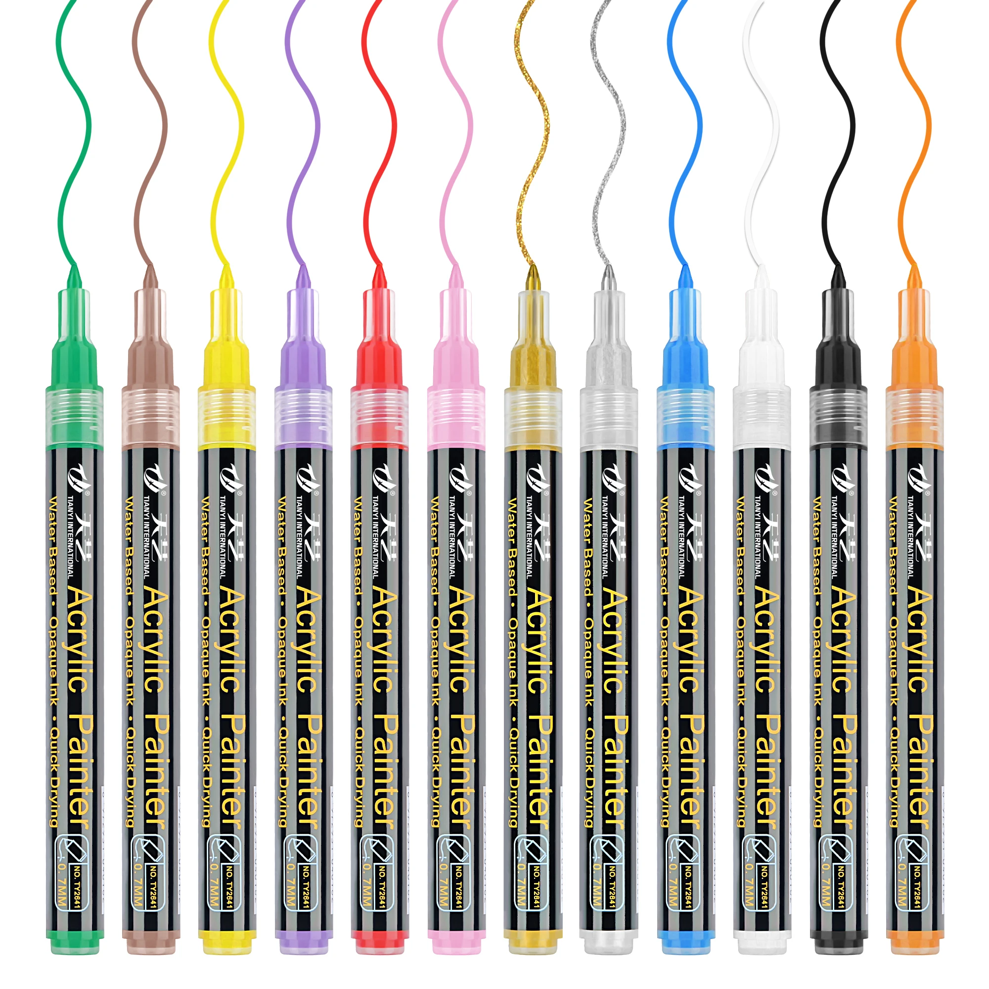 アクリル絵の具アクリルマーカー12色エクストラファインチップ