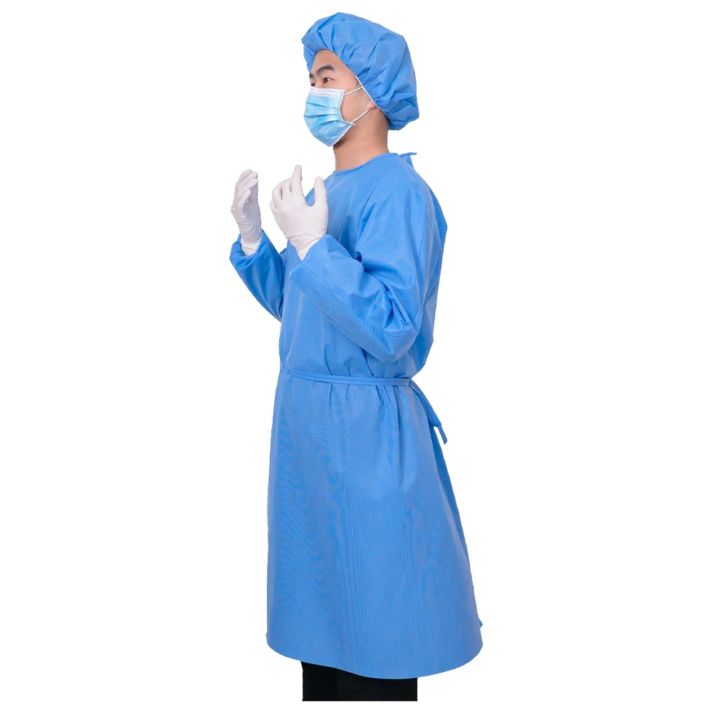 Thickening Reinforcement Blue Disposable Isolation Gowns Waterproof