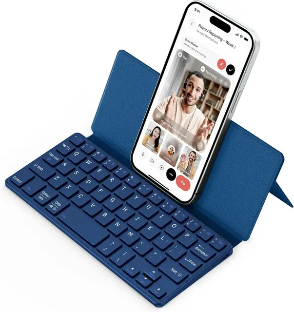 Mini Wireless Keyboard Stand Holder Portable Phone Keyboard for Samsung Kindle Surface Android Mac iPad iPhone Tablet