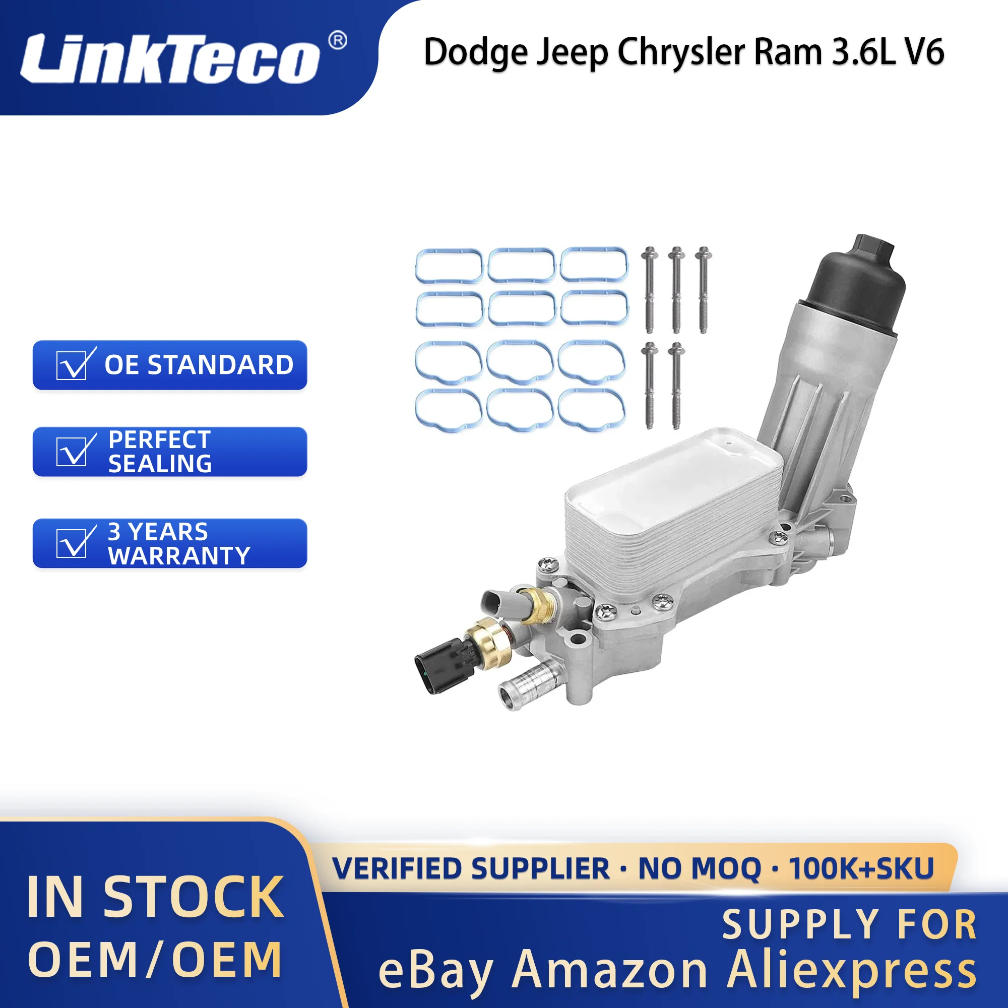 Linkteco High Quantity 926-959 Aluminum Engine Oil Filter Housing Fit for Dodge Jeep Chrysler Ram 3.6L V6 2011-2022 5184294AE