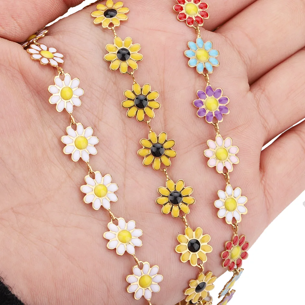 ★daisy★♡14kgf Diy Flower Sunflower Daisy Chain - 18k Gold & Stainless Steel