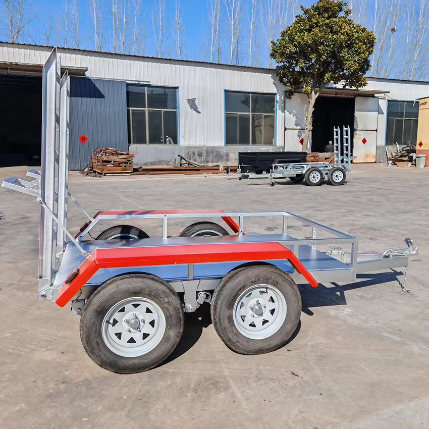 Promotional Customization of 2-Ton 3-Ton 4-Ton Small Excavator Trailer Common Towing Rod Flat Plate Industrial Trailer Equipment