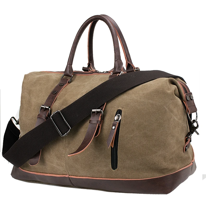 Waterproof Outdoor Large Capacity Sports Leather Weekender Canvas Travel Duffel Bag