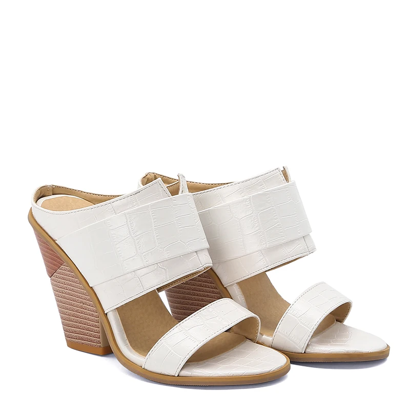 WETKISS/оптовая продажа; Сезон весна-осень; Большие размеры женские босоножки на высоких каблуках; Босоножки; Летние босоножки в западном стиле; Женские шлепанцы без задника с открытыми пальцами дешево