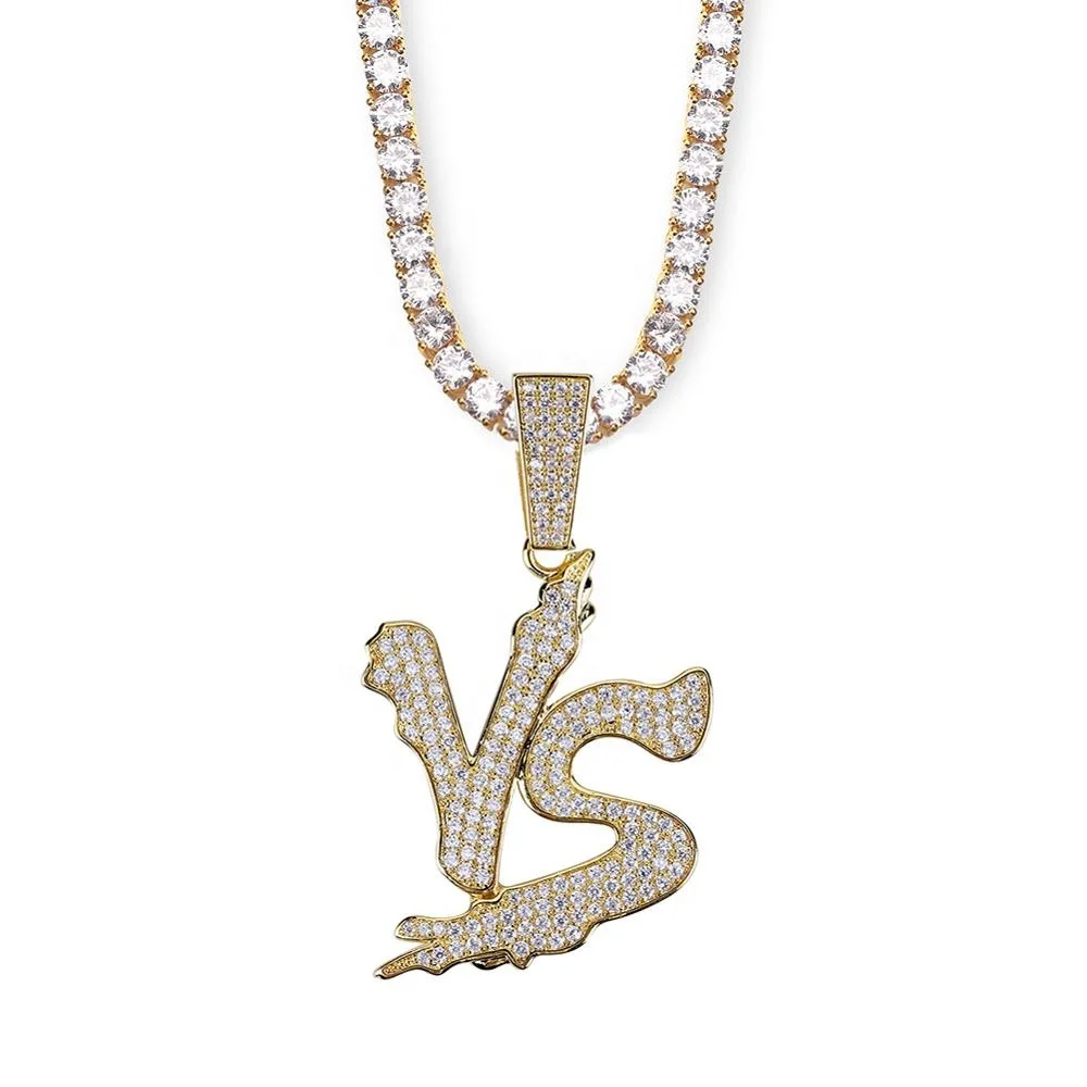 Silver Colored Letter U Initial Micro-Pave Pendant Necklace
