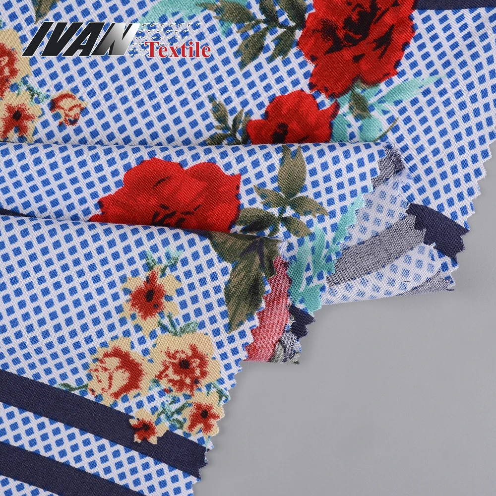 Новое поступление, OEM, тканый принт, цветок, модная 100% искусственная Чаллис ткань для платья