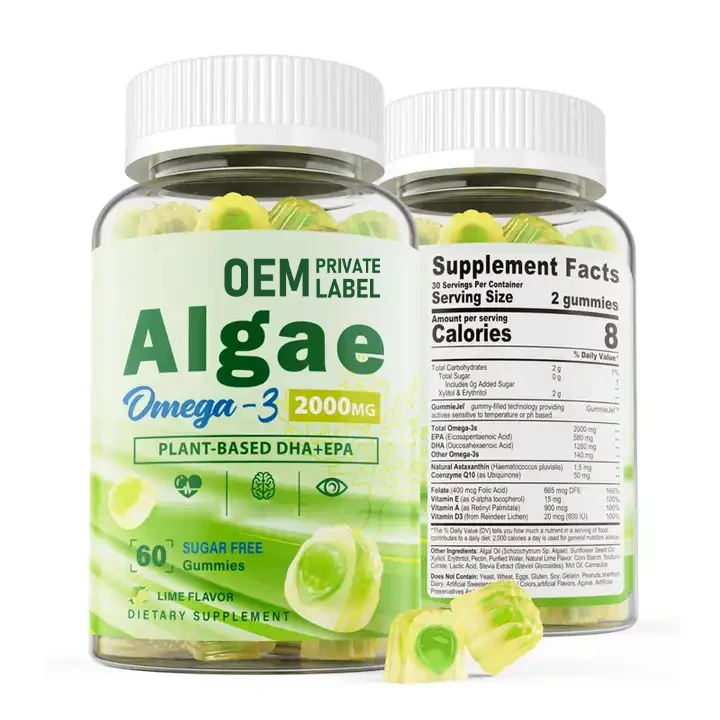 Vegan Omega 3 Filled Gummies Supplement With Dha Epa Marine Algal Oil