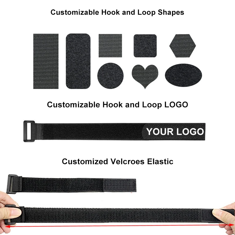 Factory Customizable Size Color Double Sided Reusable Cable Ties Straps Cord Wraps Hook and Loop Storage Straps With Eyelet