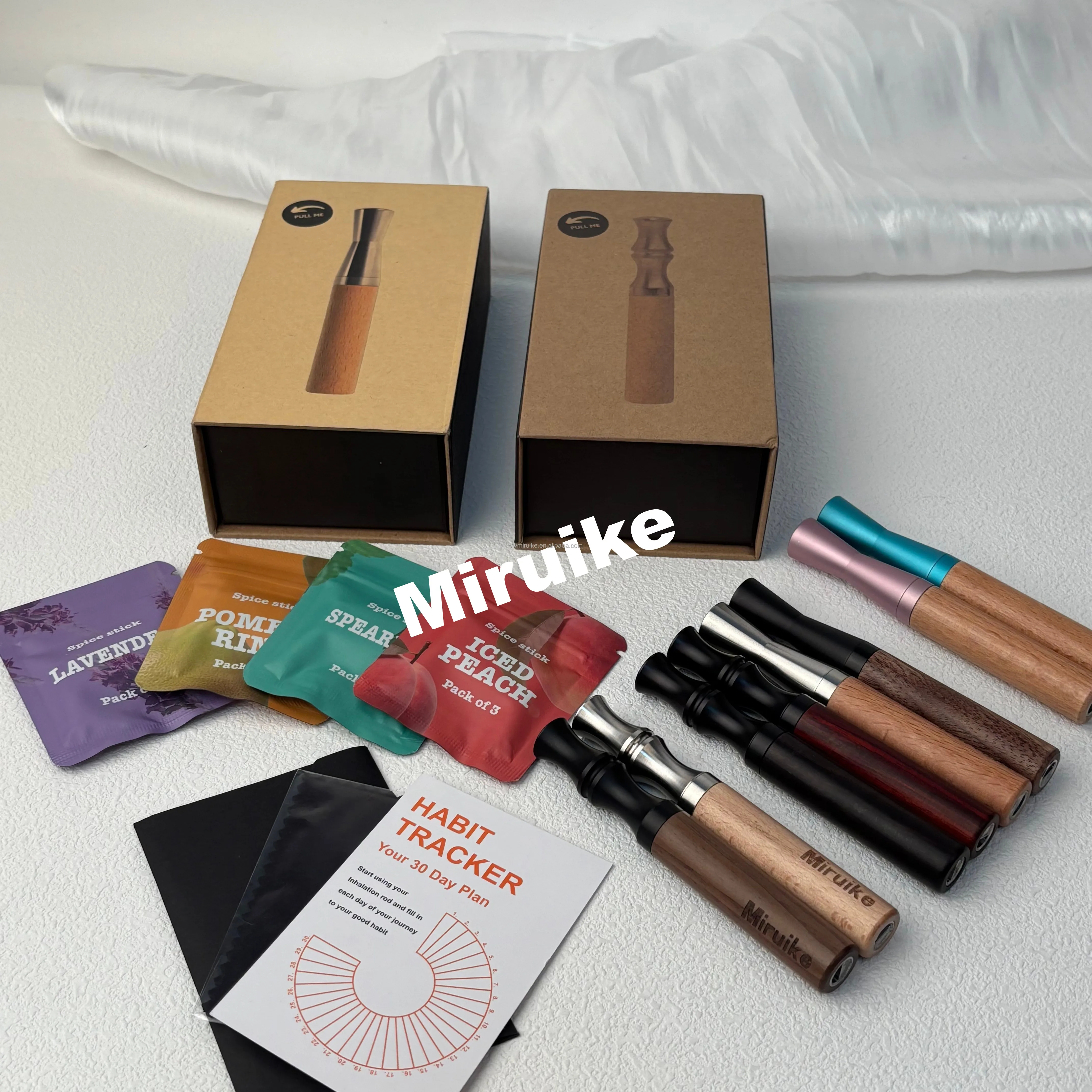 2025 Custom Insert Core Smokeless Wood Steel Stop Free Nicotin Quit Puff Air Inhaler Stick Breathing Necklace for Smoking