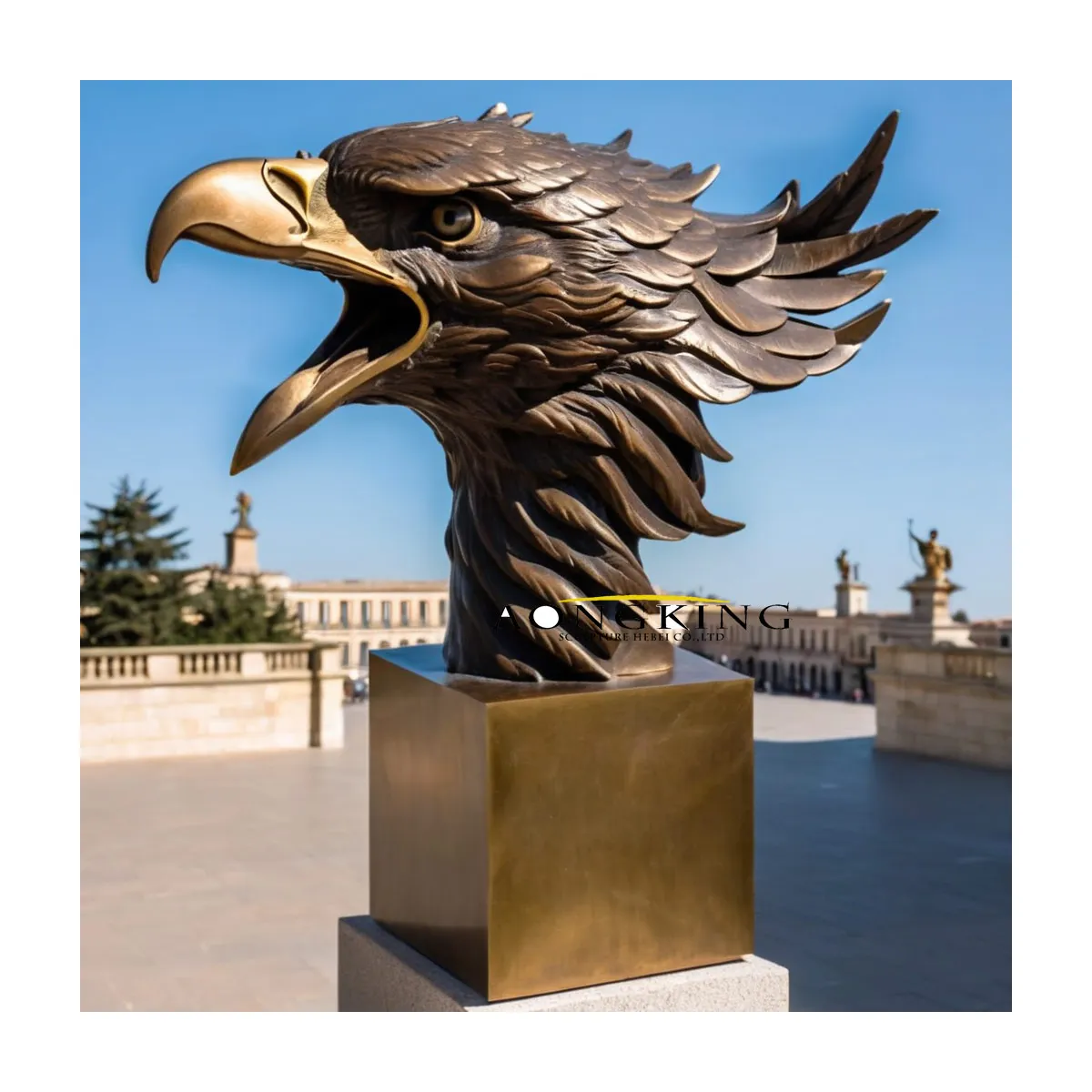 New Product Factory Customized Large Size Bronze Eagle Brass Eagle Sculpture Big Bronze Flying Eagle Statue for Gate