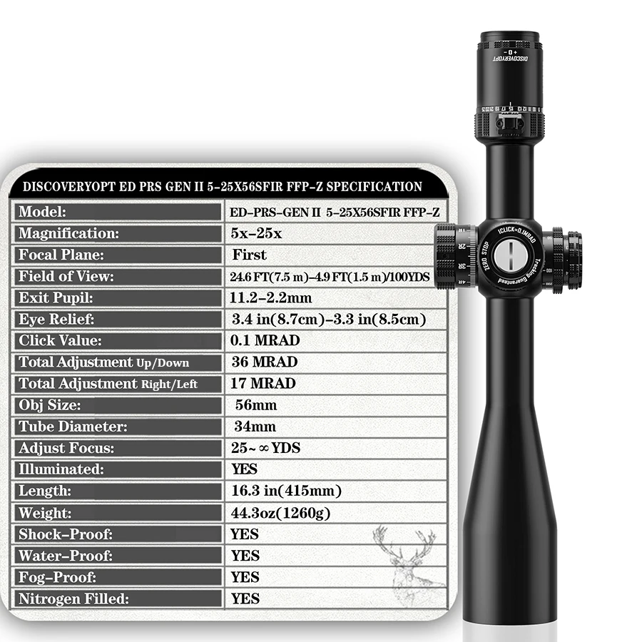 Discover the New 5-25x56 Zero Stop FFP Scope With Water, Shock