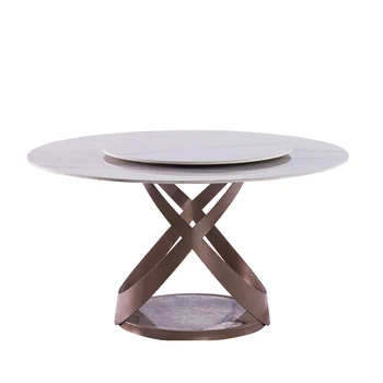 Modern marble round rotating dining room table large rotatable round dining table for home