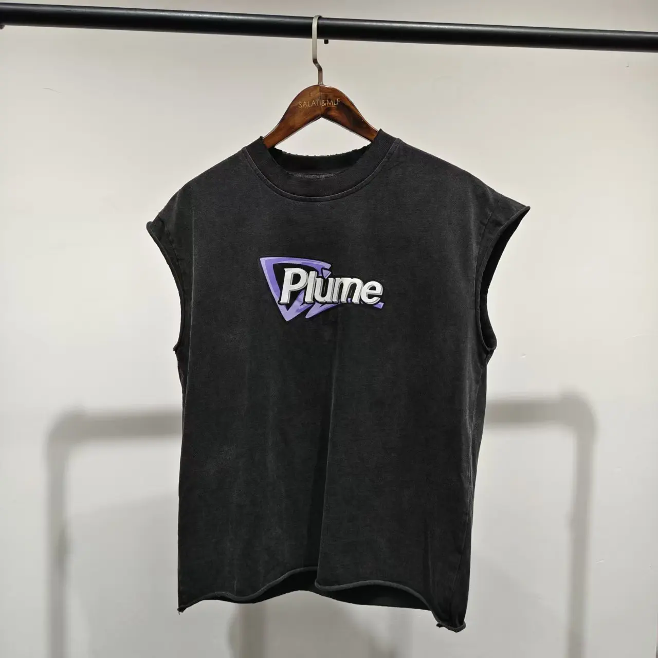 100% Cotton Oversize Heavyweight Acid Wash Custom Logo Men's Sleeveless Vintage Distressed Wholesale T Shirt gallery 6