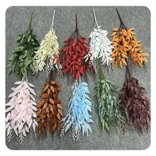 High-quality Artificial Leaves Willow Branches Silk Leaf Artificial Plant Green 5 Branches Simulation for Wedding Home Decor