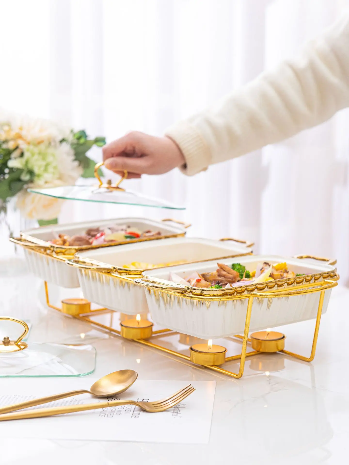 Wholesale High Quality Ceramic Chafing Dish Casseroles Hot Pot Food