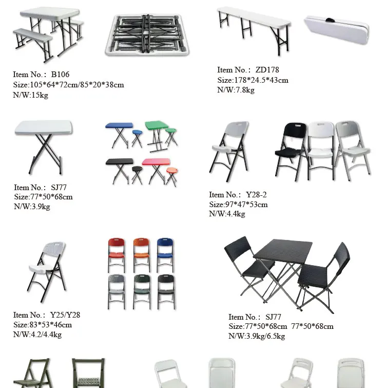 Good Quality Parties Chairs And For Restaurant Plastic Folding Tables Wholesale Patio Table Set