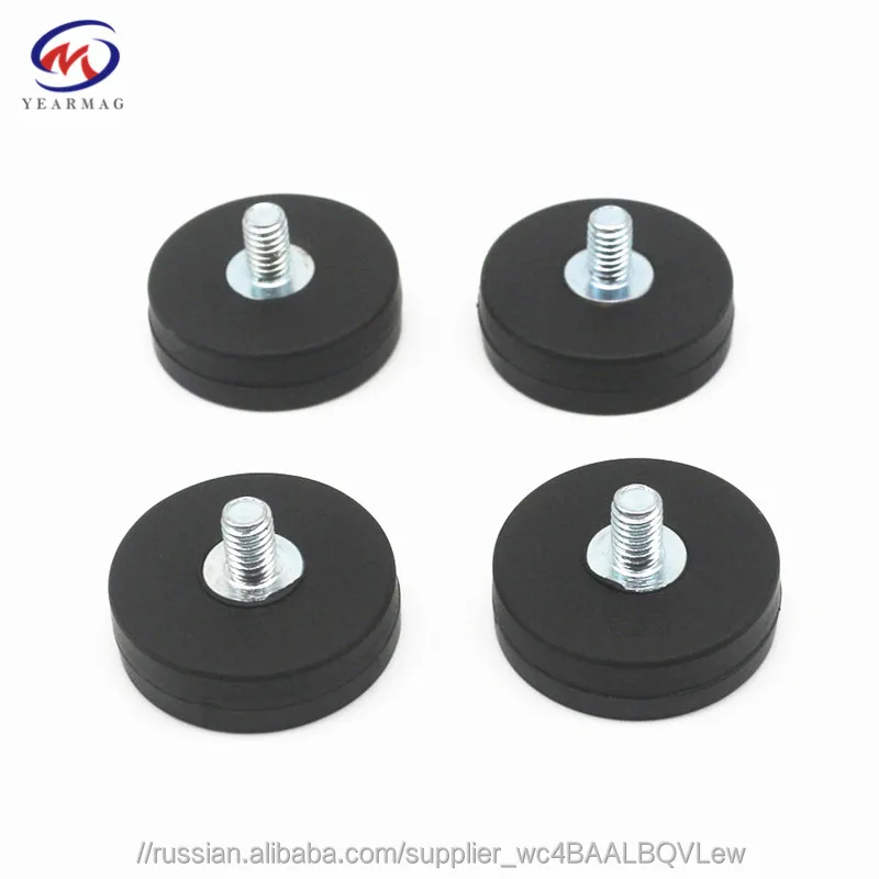 D22mm неодимовый магнит резиновой куртки с резьбовым стержнем