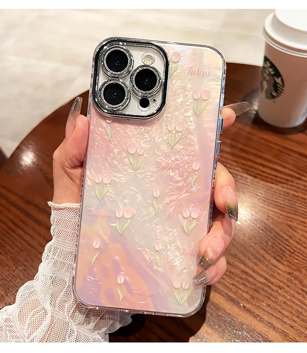 Beautiful Flower Cute Phone Case Soft TPU Shockproof Clear Case Gift for Women Girls Smartphone Cover for iPhone 16 Pro Max