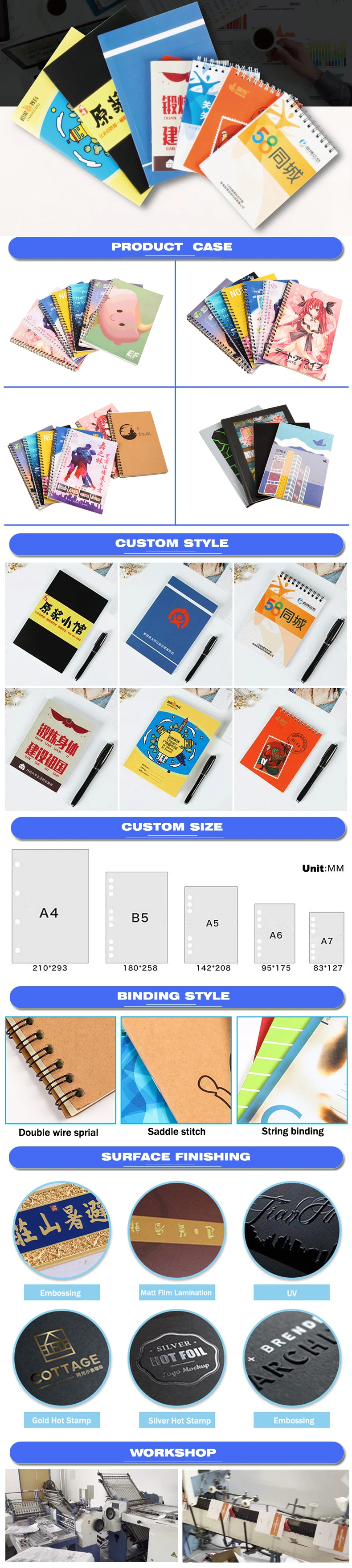 Promotional Spiral Binding Notebook Custom Printing With Pen Blank