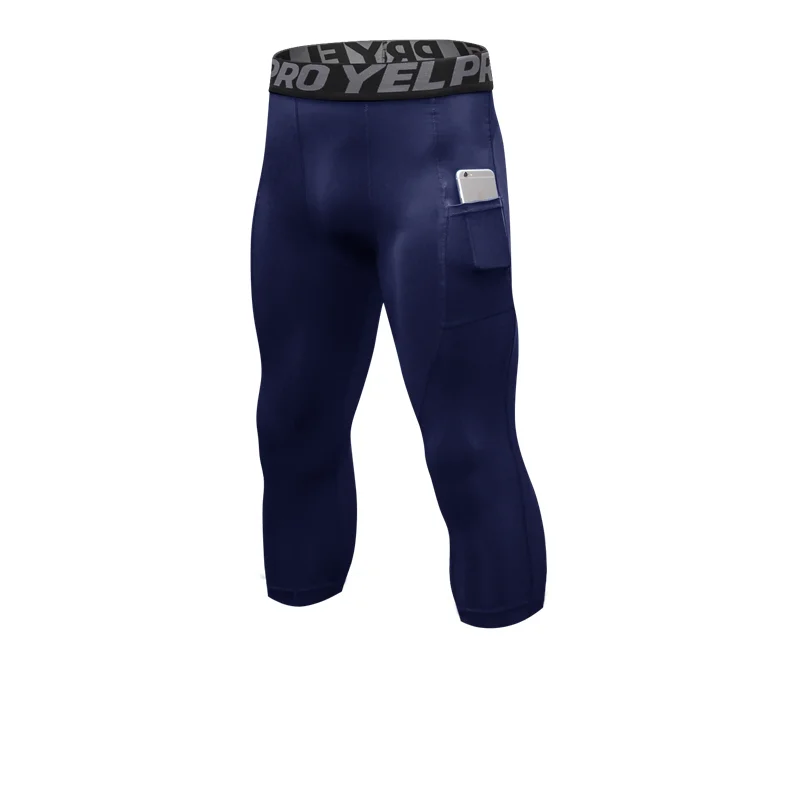 Pantalones de compresión 3/4 para hombre, medias deportivas para