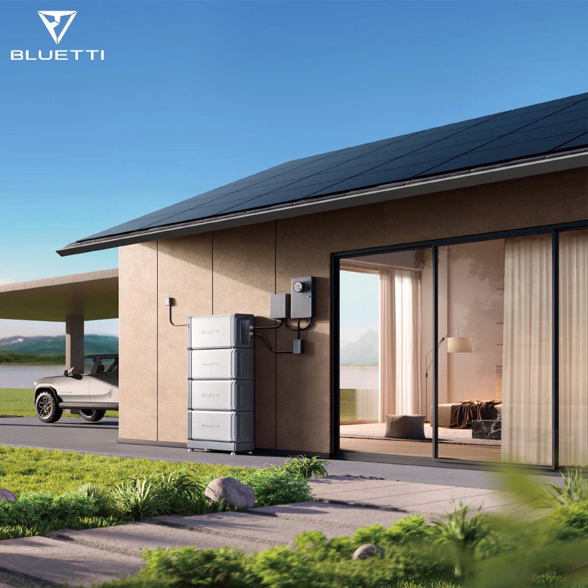 Bluetti Advanced 10KW Solar Energy System 5KW Lithium Solar Batteries 10 KVA Inverter Ground Mounting Power Storage System