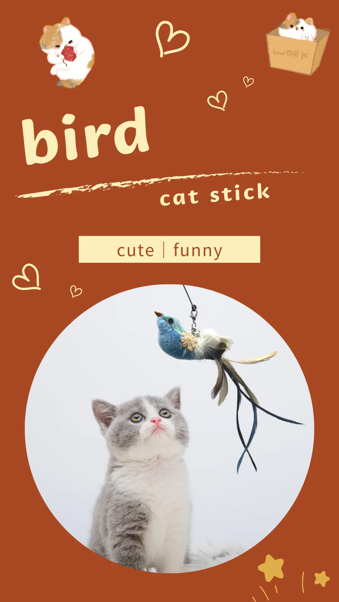 Feather foam bird cat toy overview