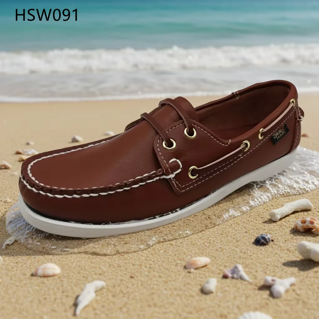 HY,Factory Price All-match Plus Size Brown Upgraded Penny Shoes Europe Popular Expert Stitching Minimalist Men Boat Shoes HSW091