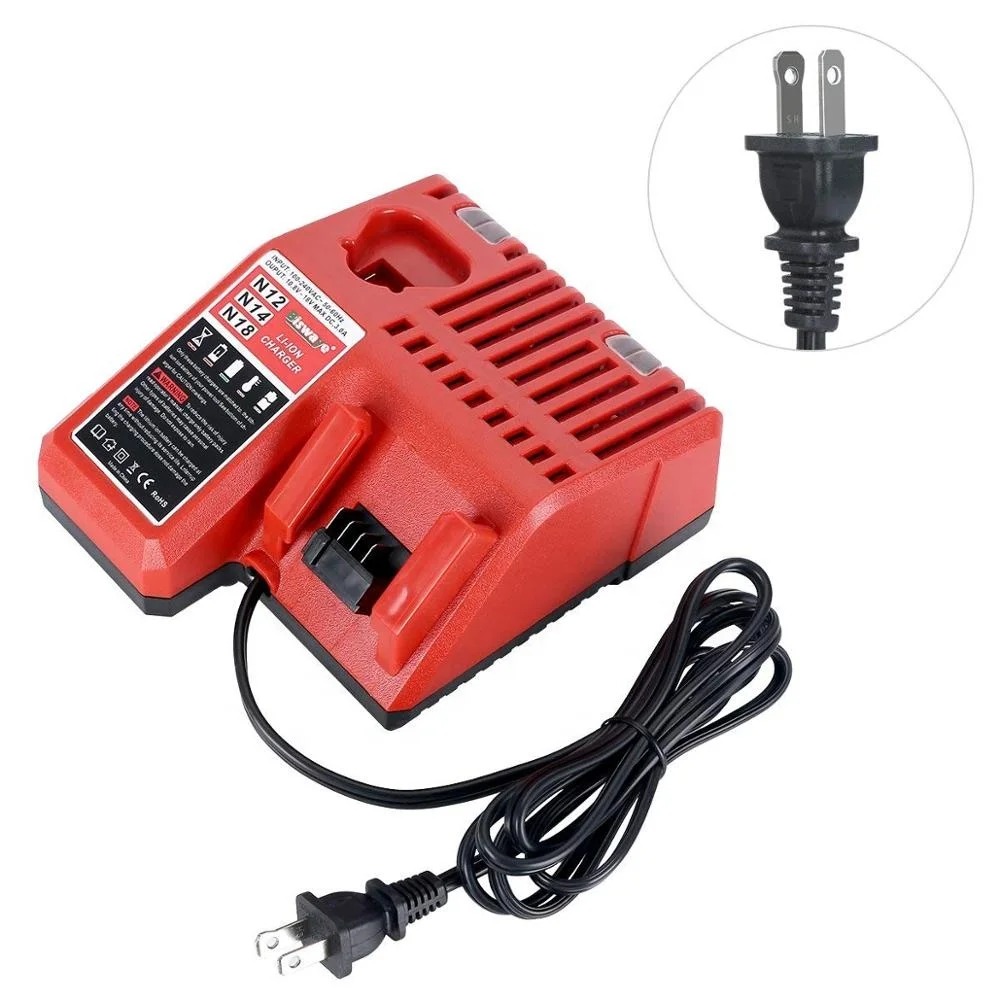 
Зарядное устройство 48-59-1812 подходит для литиевых батарей 12-18 в Milwaukee M12 M14 M18 48-11-2420 48-11-1850 48-11-2401 