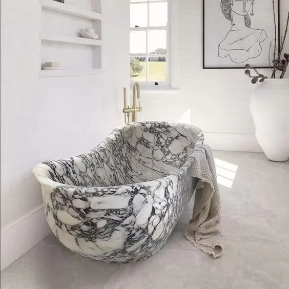 Custom Design Indoor Freestanding Natural Marble Stone Bathtub Hot Sale Travertine Bathtub