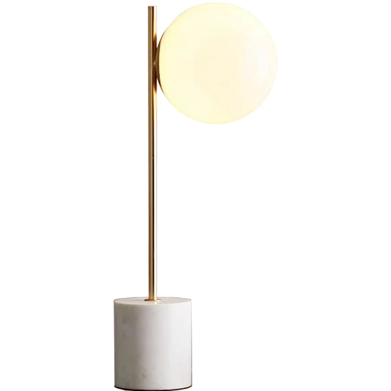Simig Lighting Simple Modern Tischlampe White Marble Base Frosted Glass Ball Shade Bed Side Table Desk Lamp