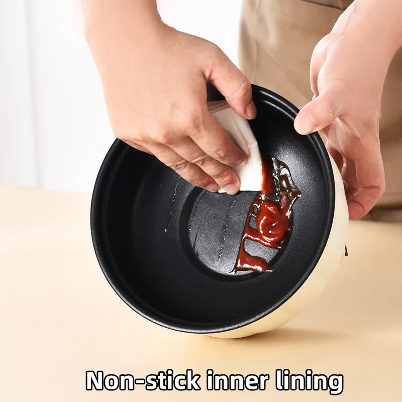 YUEDISI Household Mini Electric Cooker Non Stick Coating Pot Portable One Person Hot Pot for Dormitory
