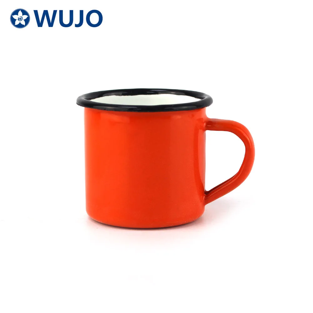 WUJO Small Retro Enamel Camping Coffee Mug Color Glazed 6cm Enamel Mugs