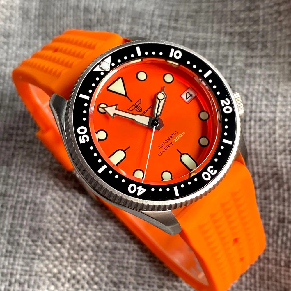 SK013 Small 37mm Dive Mechanical Watch Men Orange Sport Waterproof Steel  Wristwatch Japan NH35 Movt 120 Click Bezel Sapphire