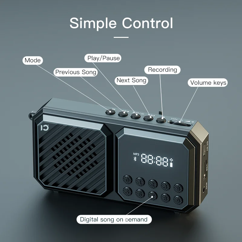 Portable Bluetooth Speaker with FM Radio SHIDU SD-F5