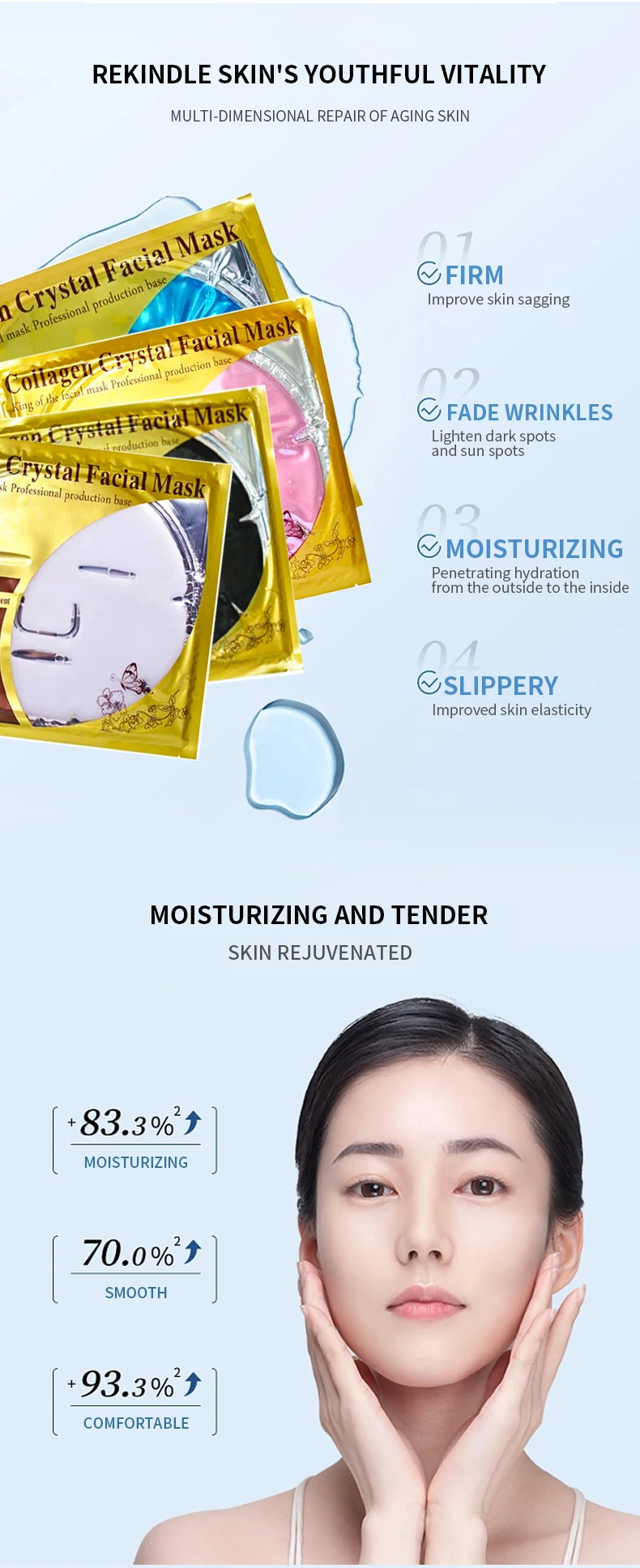 Oem Wholesale Korea Facial Mask 24k Gold Moisturizing Hydrogel Crystal