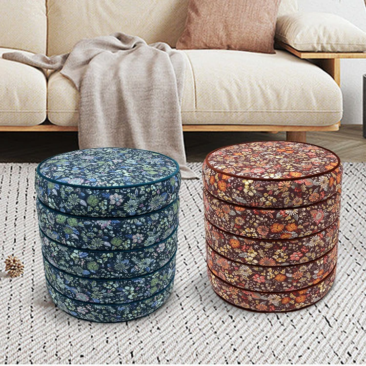 Hot Selling Home Furniture Modern Luxury Velvet Round Pouf Ottoman for Living Leisure