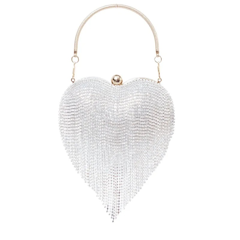 Womens Evening Sparkling Tassel Luxury Full Rhinestones Clutch Bag