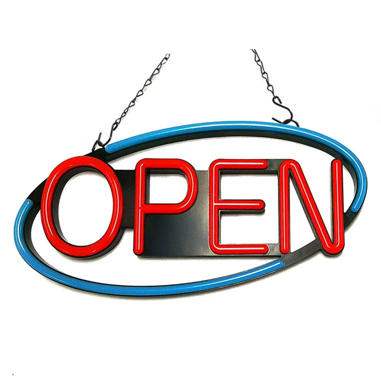 Large Oval Neon LED Open Custom Advertising Outdoor Wall Real Neon Sign