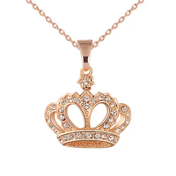 Fashion diamond necklace distinguished personality Crown Gold pendant Wholesale