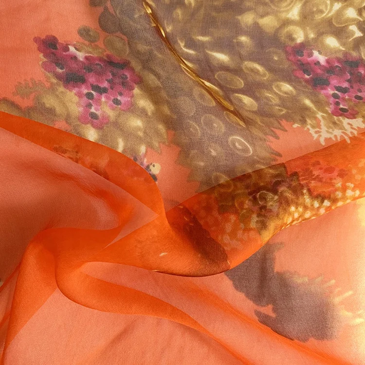 Модная Изысканная шелковая шифоновая ткань с цветочным принтом 6 мм для шарфа платья пижамы
