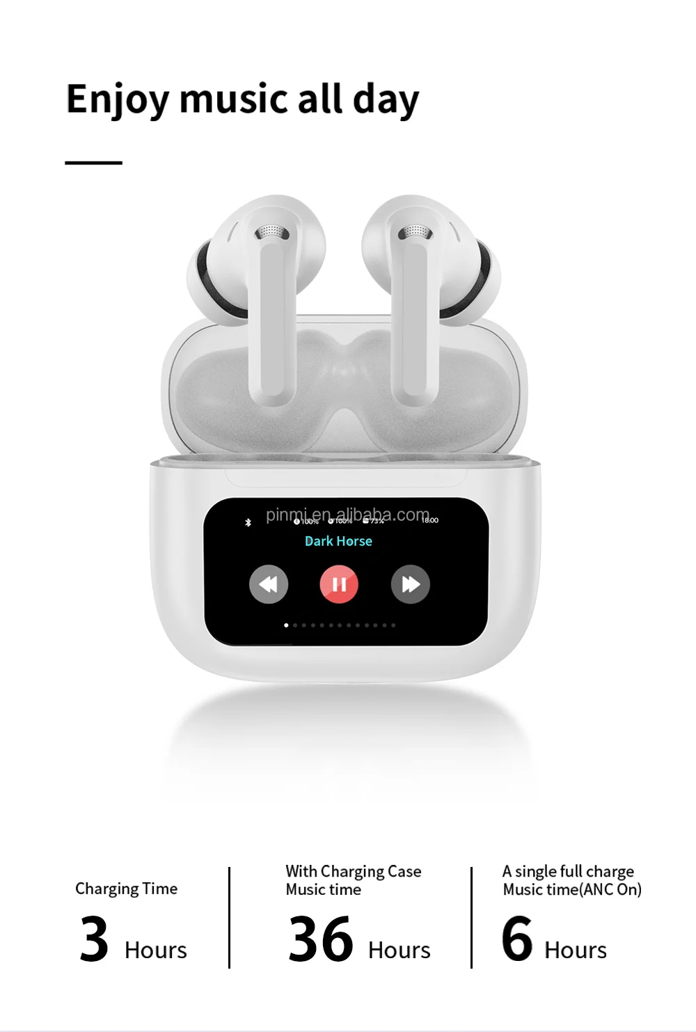 Factory Private JL Chipset ANC+ENC Wireless for 5.4 In-Ear Gaming Earbuds with IPX4 Waterproof and 36h Battery Life