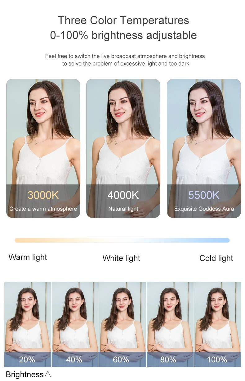 Live Video Recording LED Ring Light Adjustable Phone Stand Selfie Fill Light Foldable Desktop Lamps 3600mAh Battery