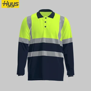 High Visibility Fluorescent Work Clothes Polyester Custom Logo Road Security Safety Reflective Workwear Hi Vis Shirt