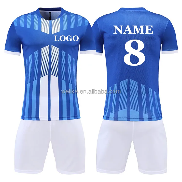  V-neck Soccer team kit, Replica Soccer training uniform,  Short-sleeve soccer jersey and soccer shorts (Blue AD03, Small) : Clothing,  Shoes & Jewelry