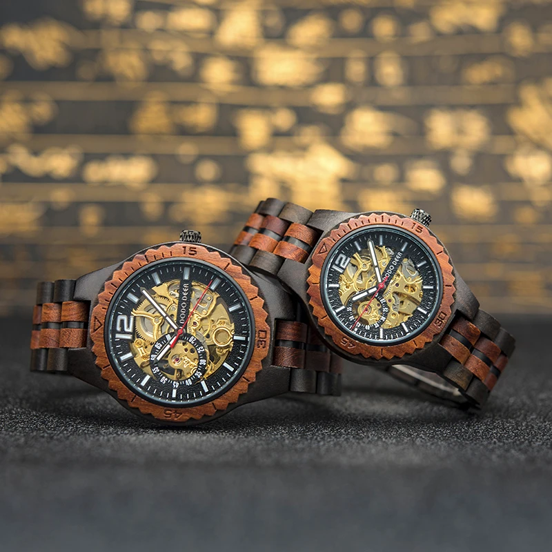 Lover's Luminous Waterproof Automatic Wooden Watch Oem