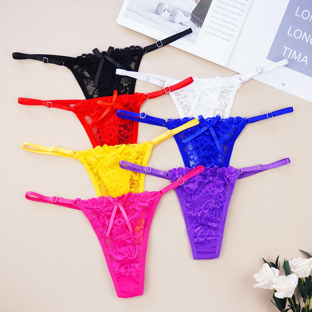 Women's Sexy Thong Transparent Lace Underwear Seamless Tangas Spandex 