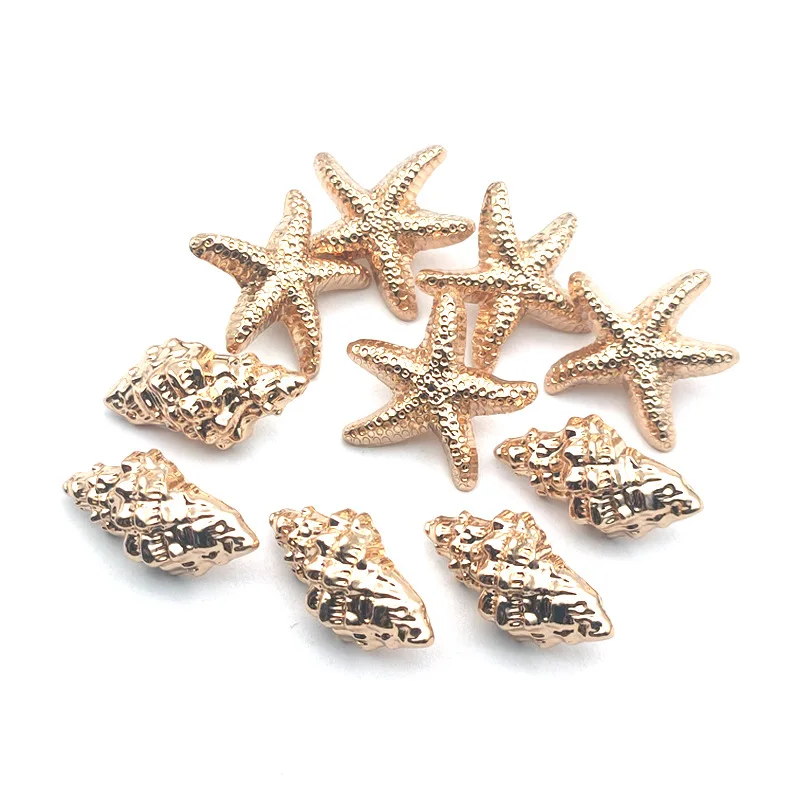 Alloy Starfish Conch Shell Shape Shank Button Metal Sewing Shank Buttons for Clothes